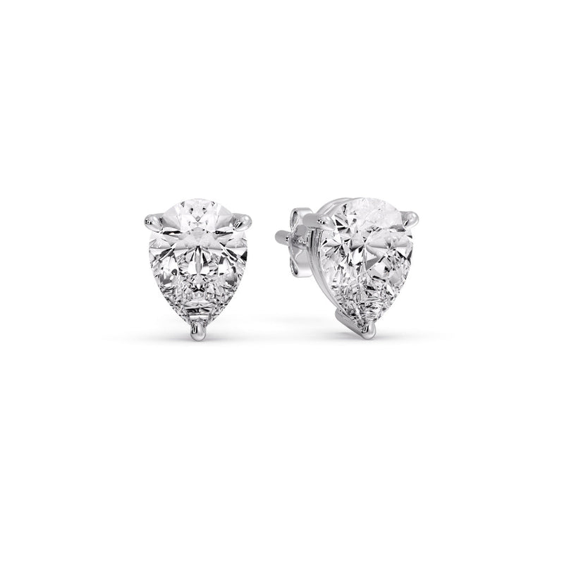 Three-Prong Pear Diamond Solitaire Stud Earrings (1.00ct - 10.00ct)
