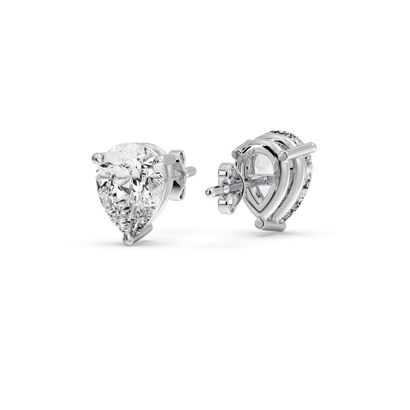 Three-Prong Pear Diamond Solitaire Stud Earrings (1.00ct - 10.00ct)