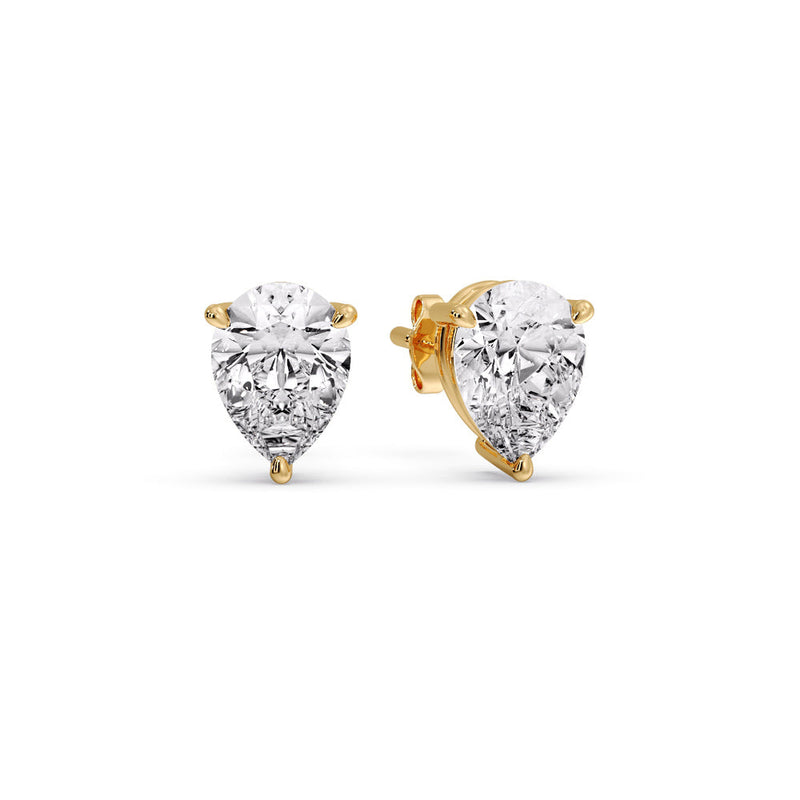 Three-Prong Pear Diamond Solitaire Stud Earrings (1.00ct - 10.00ct)