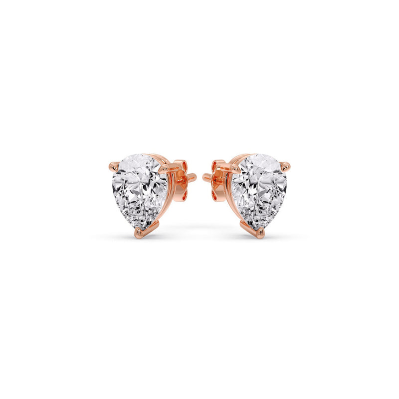 Three-Prong Pear Diamond Solitaire Stud Earrings (1.00ct - 10.00ct)