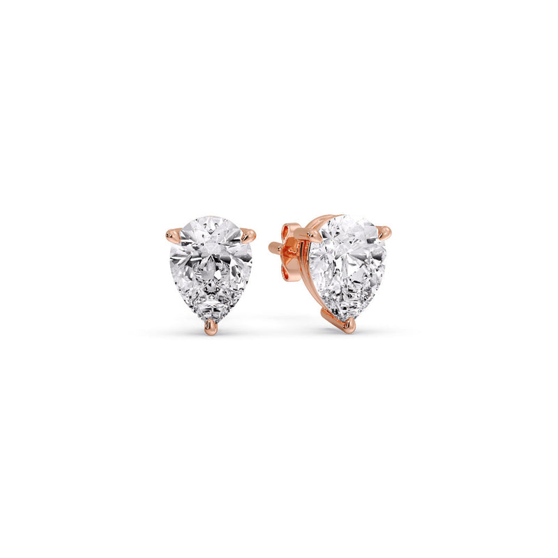 Three-Prong Pear Diamond Solitaire Stud Earrings (1.00ct - 10.00ct)