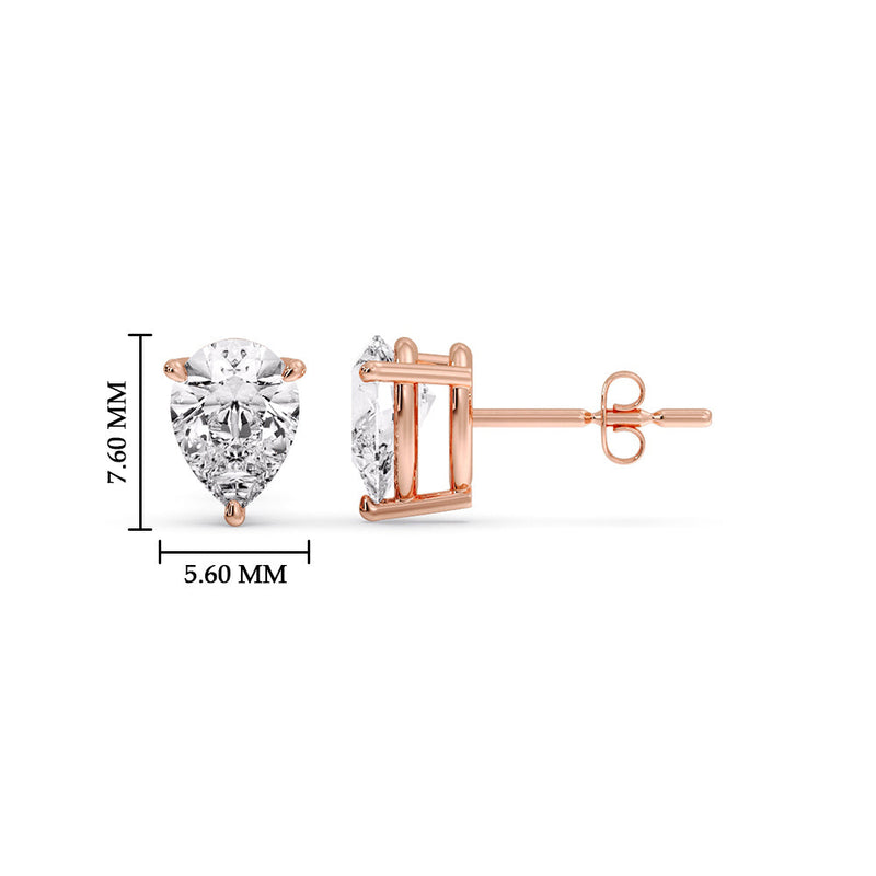 Three-Prong Pear Diamond Solitaire Stud Earrings (1.00ct - 10.00ct)