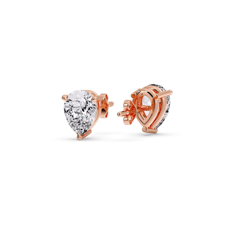 Three-Prong Pear Diamond Solitaire Stud Earrings (1.00ct - 10.00ct)