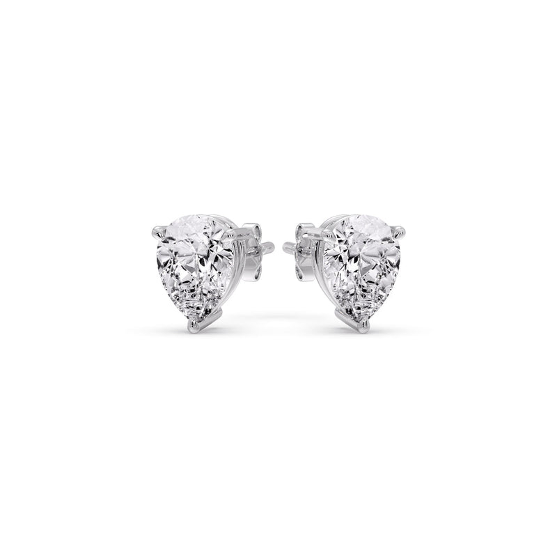 Three-Prong Pear Diamond Solitaire Stud Earrings (1.00ct - 10.00ct)