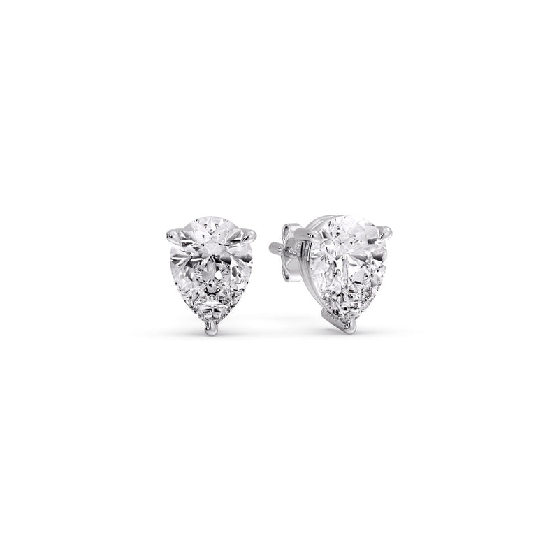 Three-Prong Pear Diamond Solitaire Stud Earrings (1.00ct - 10.00ct)