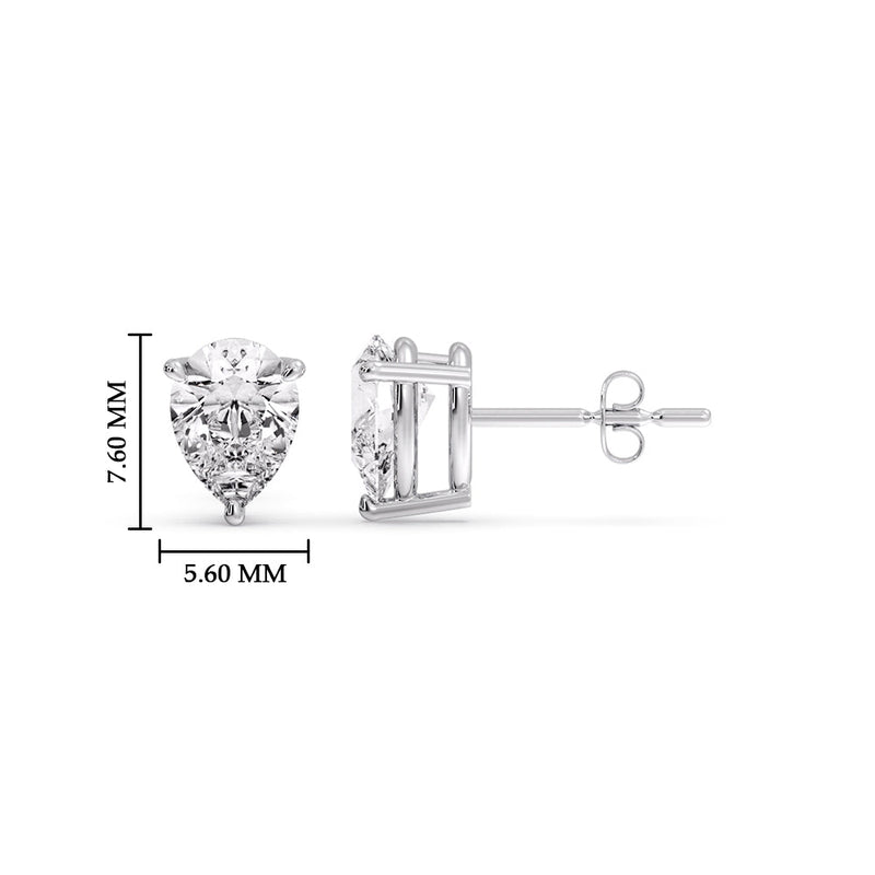 Three-Prong Pear Diamond Solitaire Stud Earrings (1.00ct - 10.00ct)