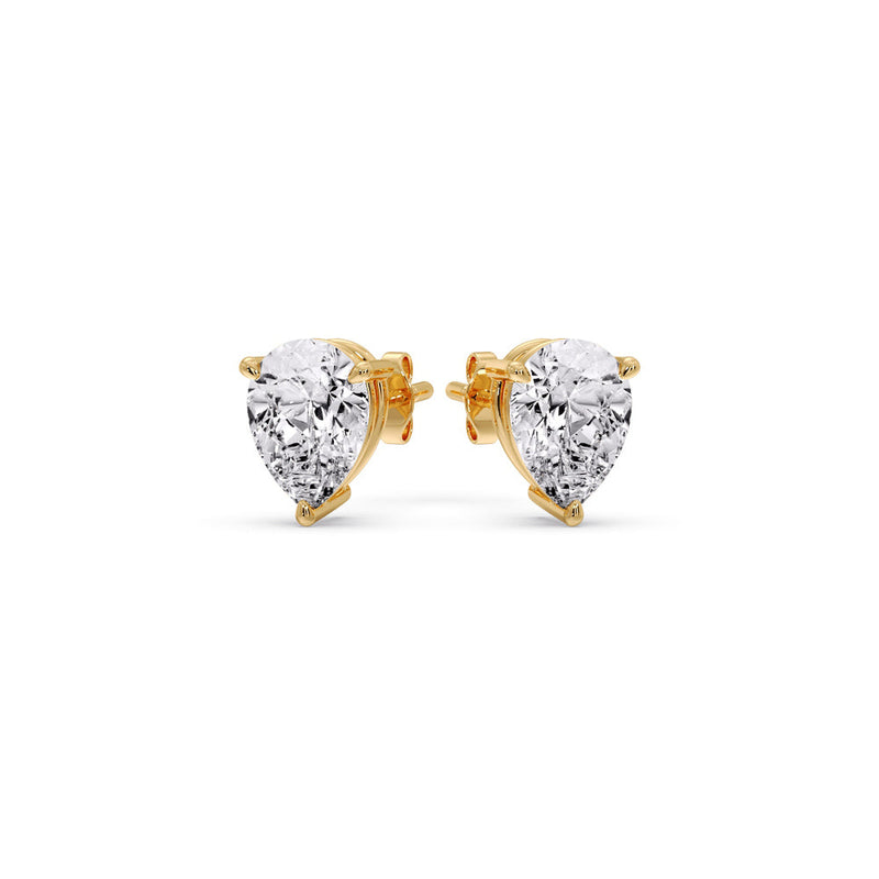 Three-Prong Pear Diamond Solitaire Stud Earrings (1.00ct - 10.00ct)