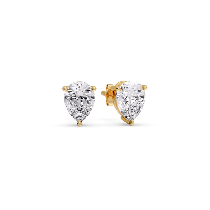 Three-Prong Pear Diamond Solitaire Stud Earrings (1.00ct - 10.00ct)