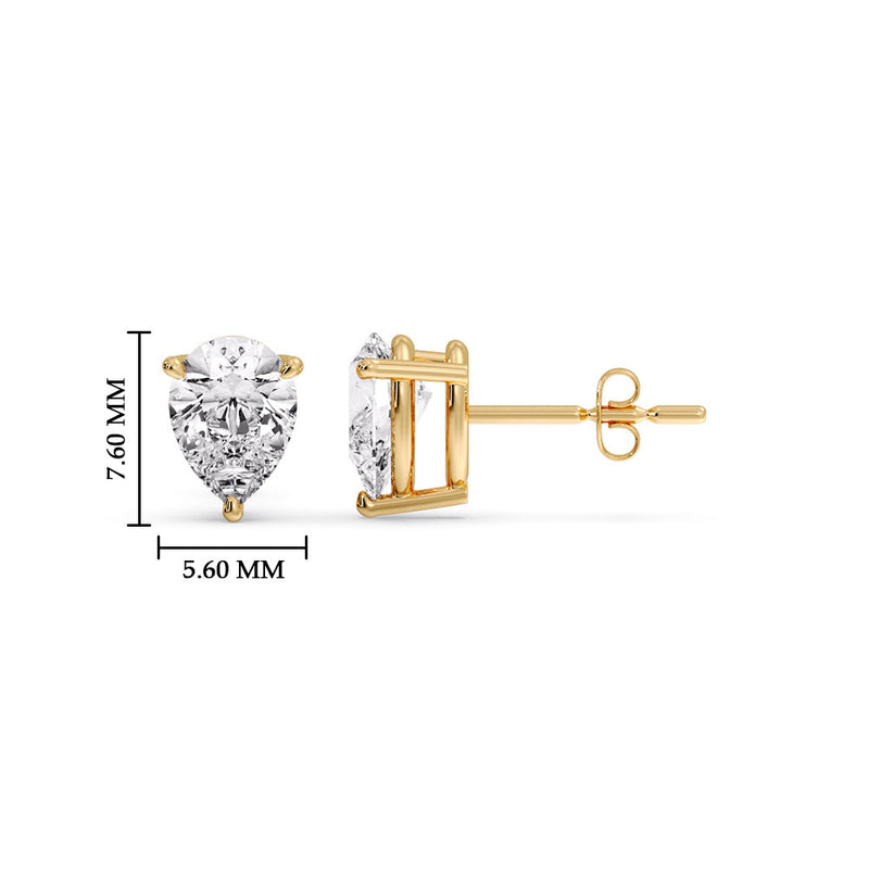 Three-Prong Pear Diamond Solitaire Stud Earrings (1.00ct - 10.00ct)