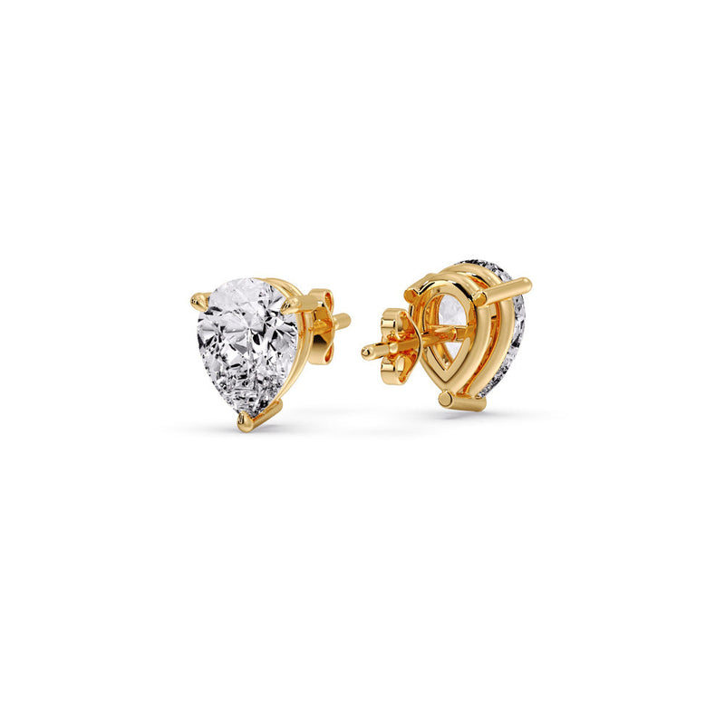 Three-Prong Pear Diamond Solitaire Stud Earrings (1.00ct - 10.00ct)