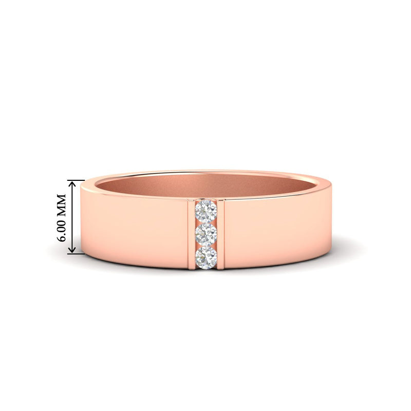 3 Stone Mens Flat Gemstone Band