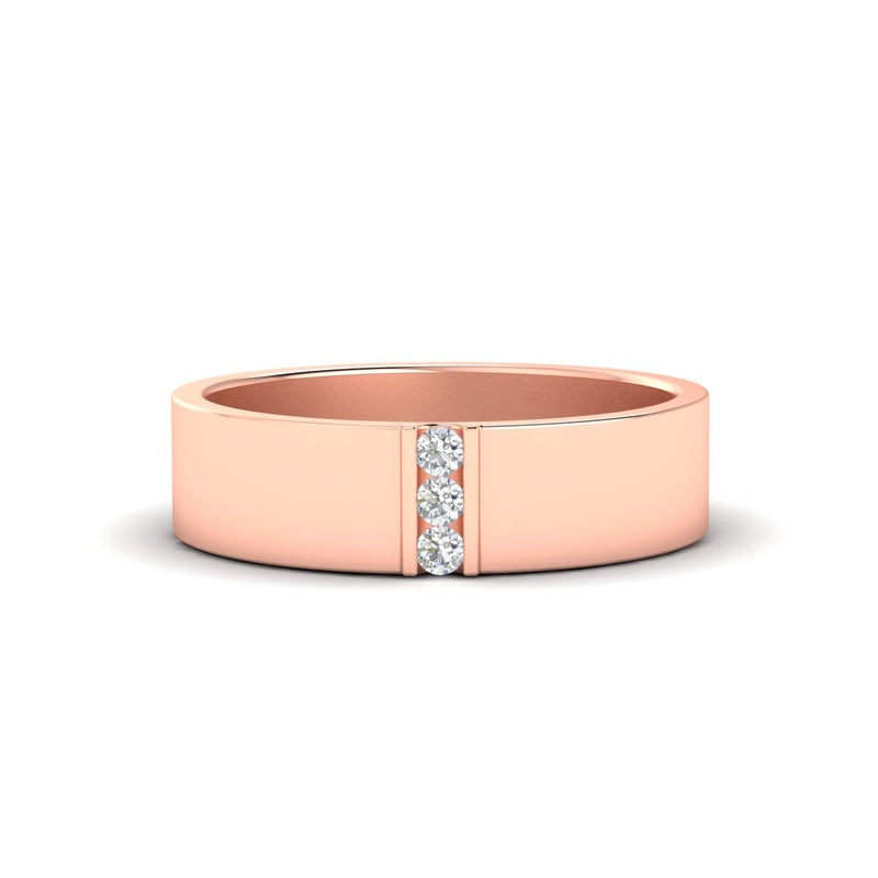 3 Stone Mens Flat Gemstone Band