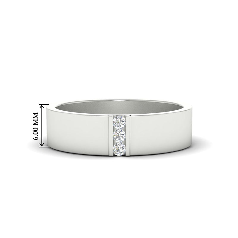 3 Stone Mens Flat Gemstone Band