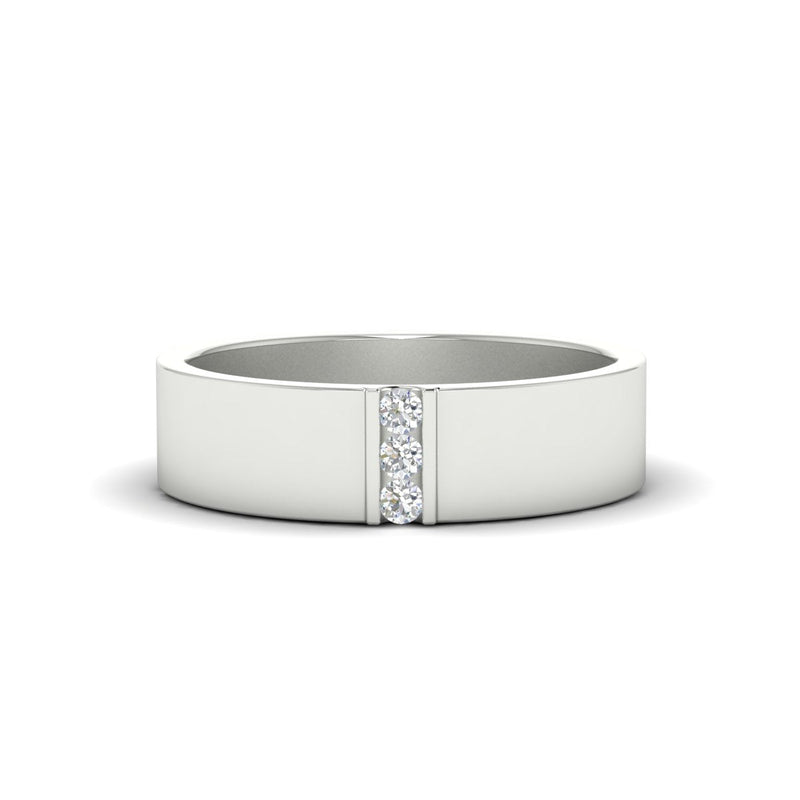 3 Stone Mens Flat Gemstone Band