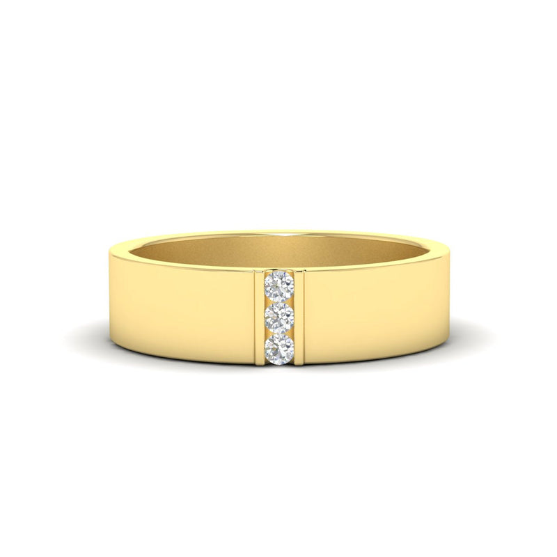 3 Stone Mens Flat Gemstone Band