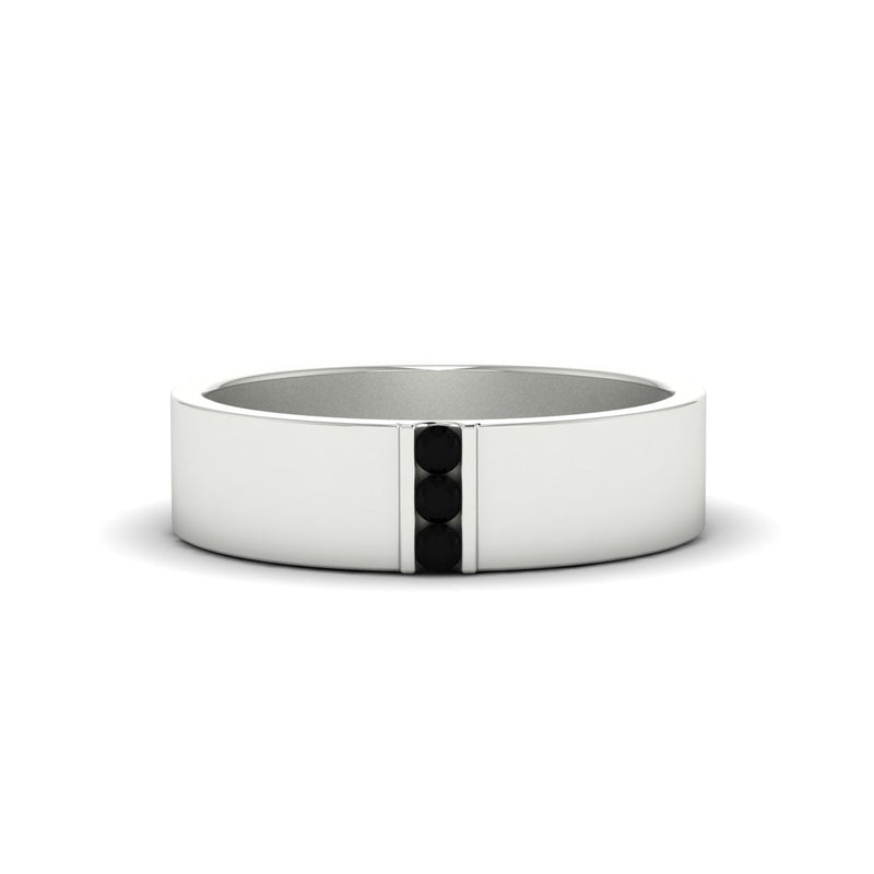 3 Stone Mens Flat Gemstone Band