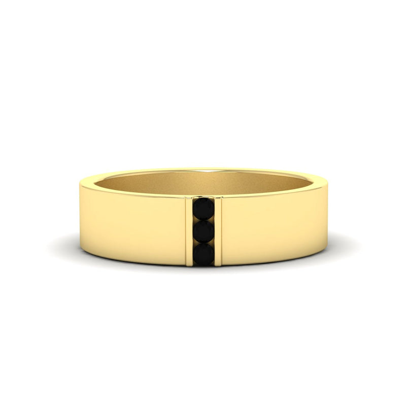 3 Stone Mens Flat Gemstone Band