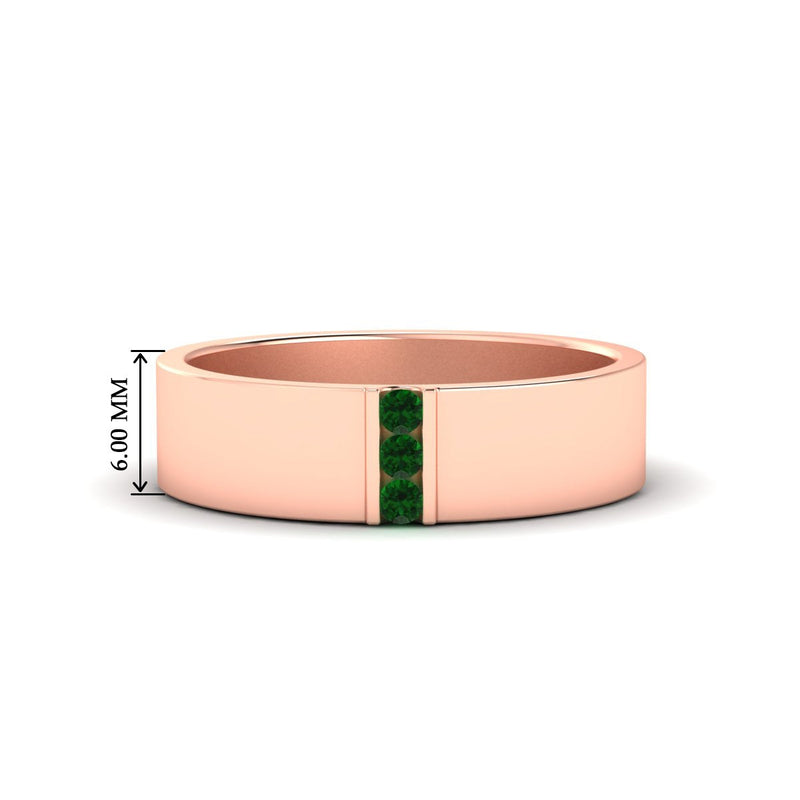 3 Stone Mens Flat Gemstone Band