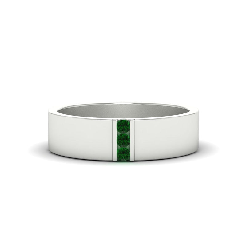 3 Stone Mens Flat Gemstone Band