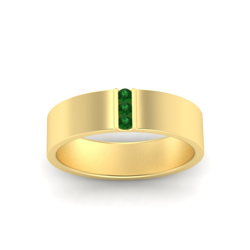 3 Stone Mens Flat Gemstone Band