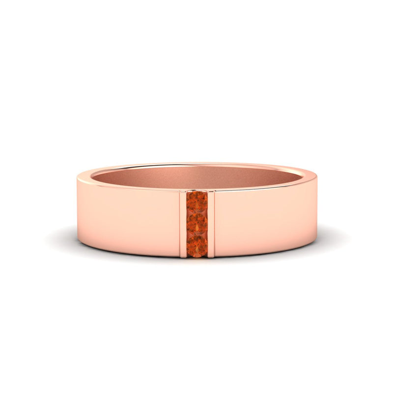 3 Stone Mens Flat Gemstone Band