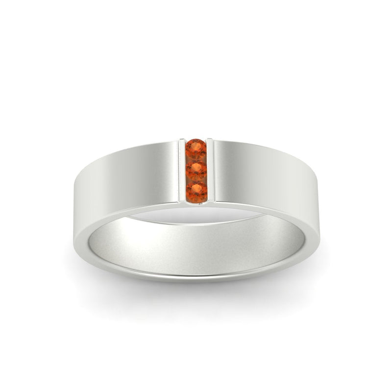 3 Stone Mens Flat Gemstone Band