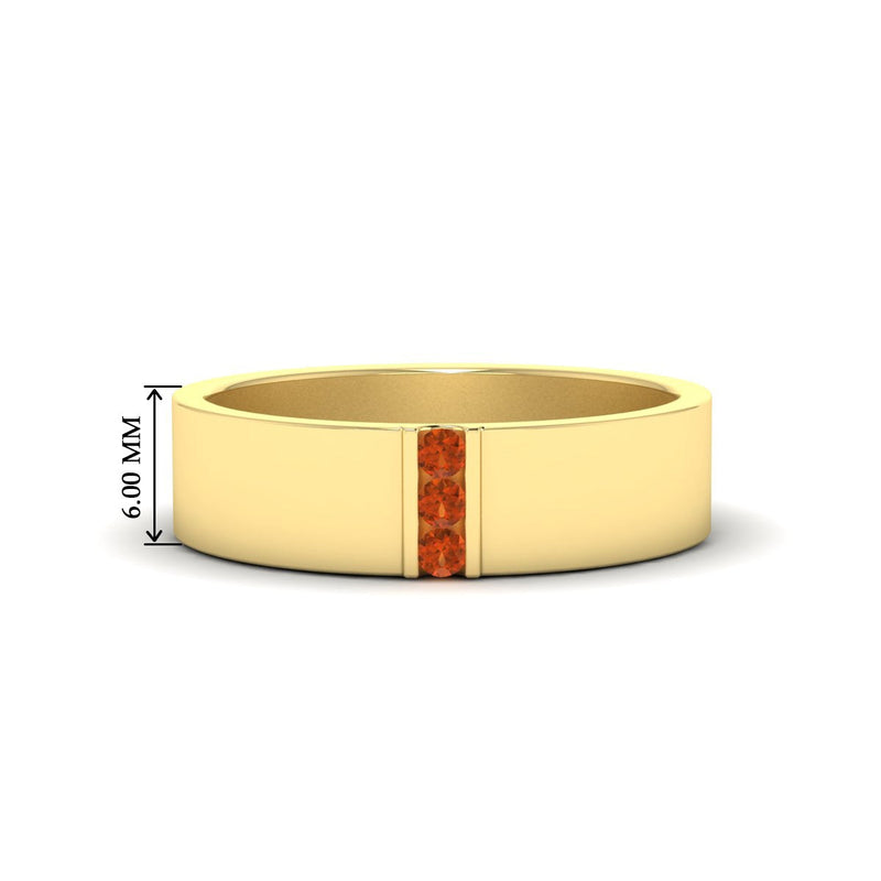3 Stone Mens Flat Gemstone Band