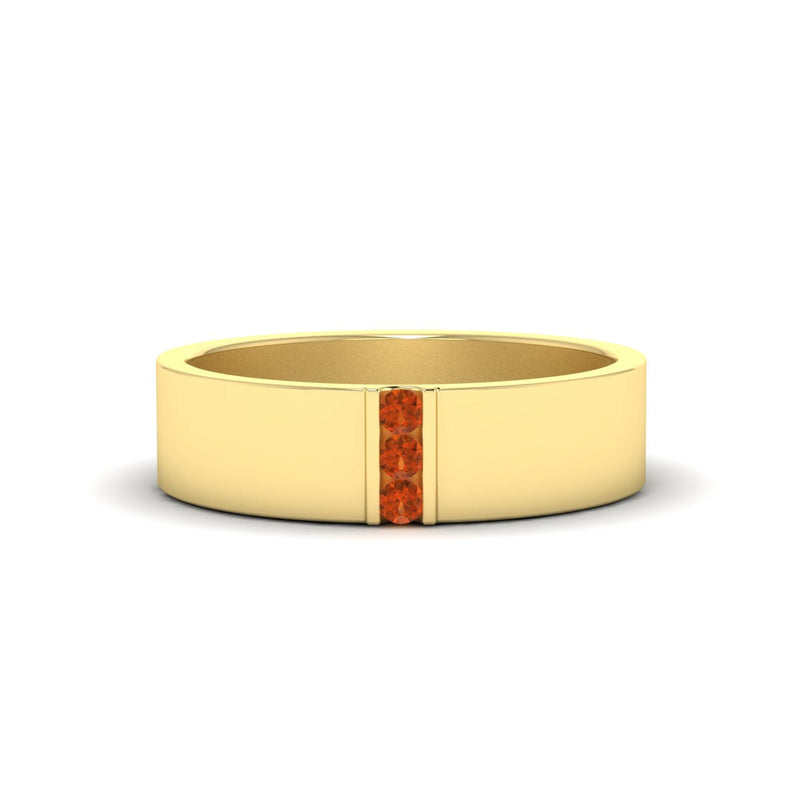 3 Stone Mens Flat Gemstone Band