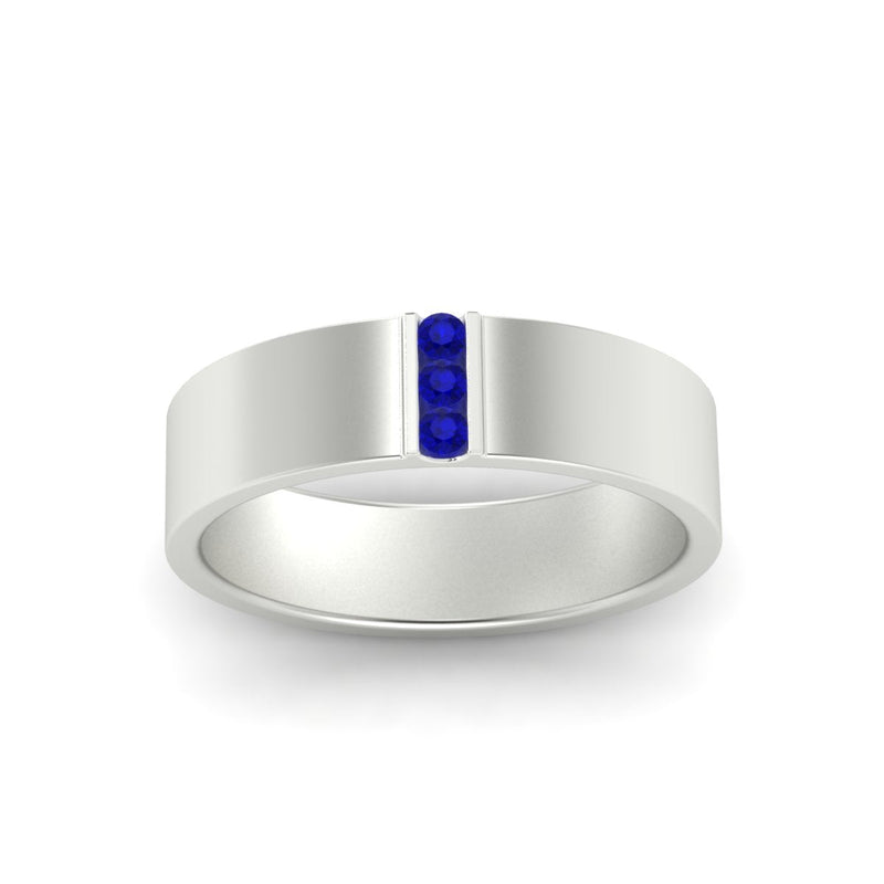 3 Stone Mens Flat Gemstone Band