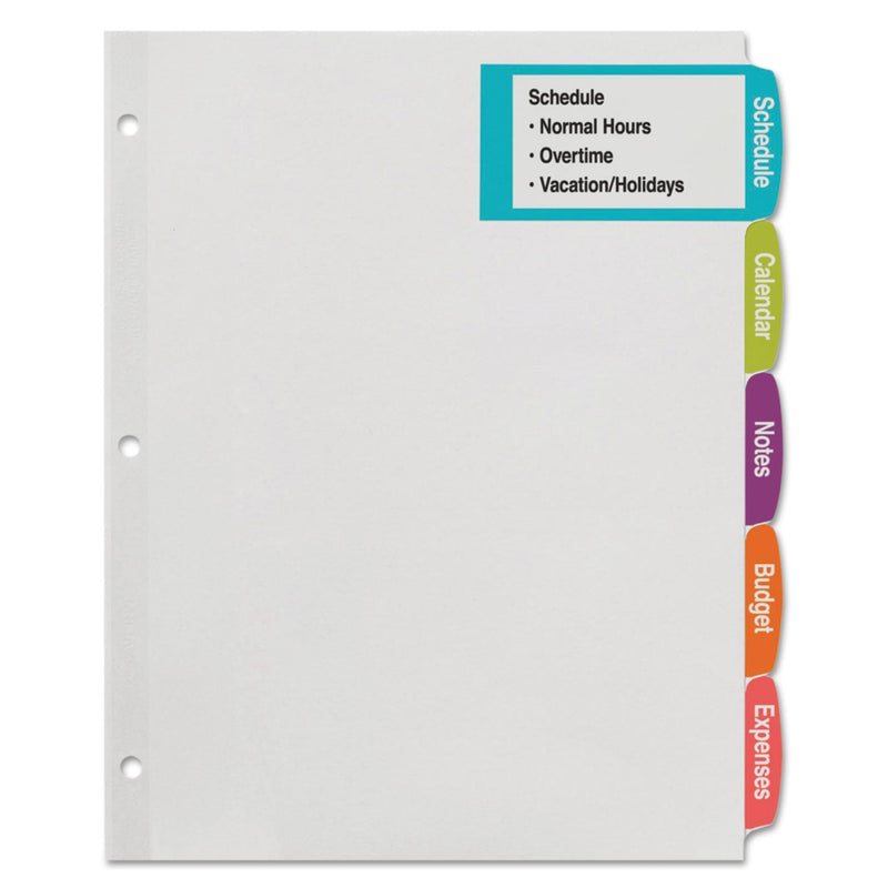 Avery Big Tab Printable Large White Label Tab Dividers, 5-Tab, 11 x 8.5, White, 20 Sets