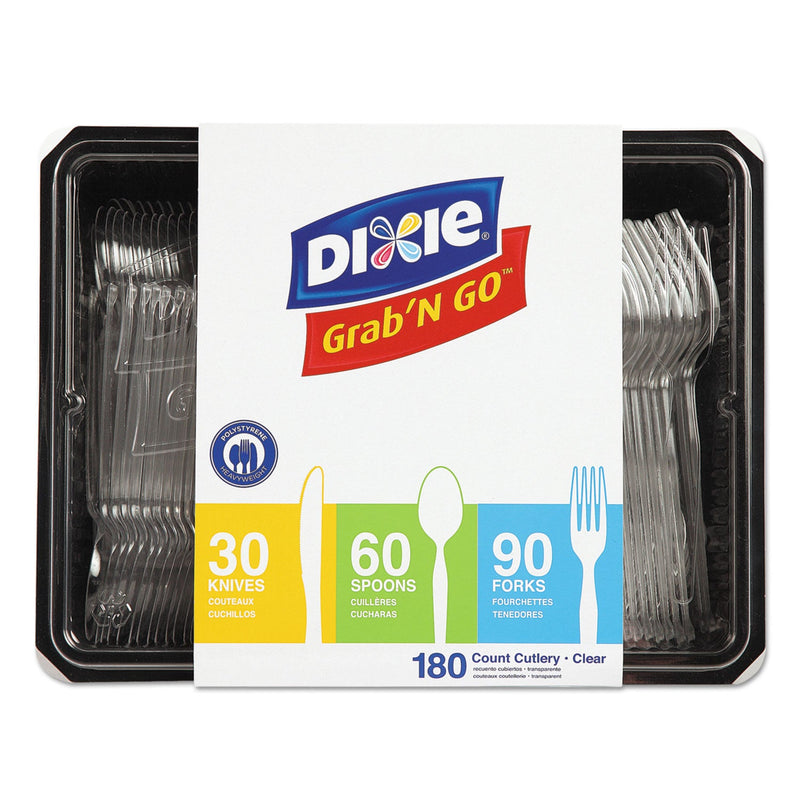 Dixie Combo Pack, Tray with Clear Plastic Utensils, 90 Forks, 30 Knives, 60 Spoons