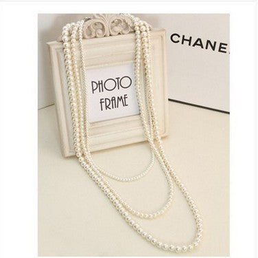 Multi-layer Pearl Women's Necklace Long Sweater Chain Accessories