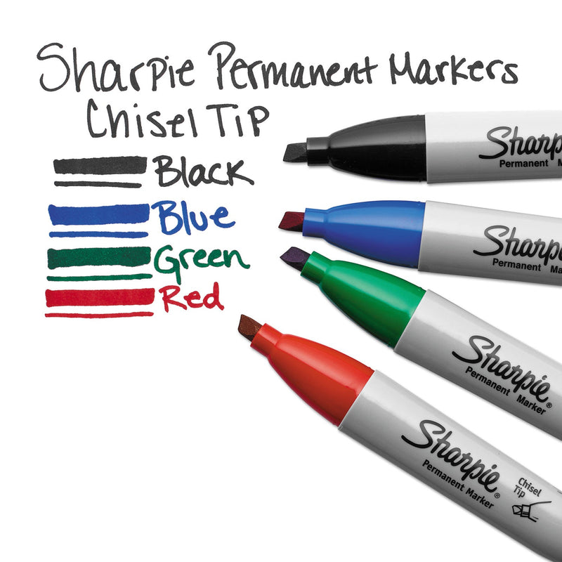 Sharpie Chisel Tip Permanent Marker, Medium Chisel Tip, Blue, Dozen