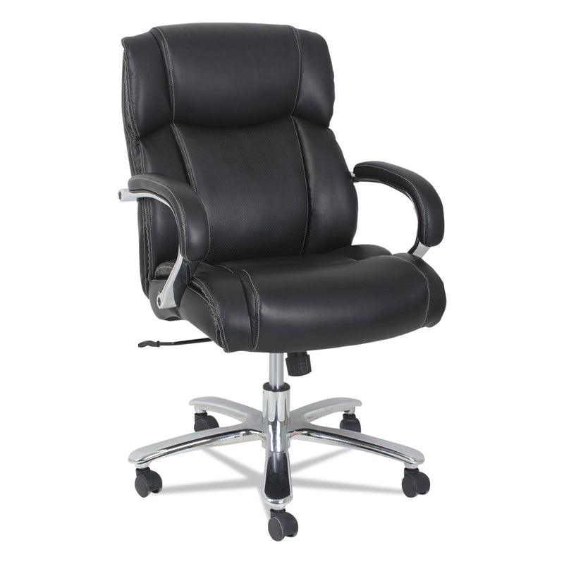 Alera Maxxis Series Big/Tall Bonded Leather Chair, Supports 450 lb, 21.26" to 25" Seat Height, Black Seat/Back, Chrome Base