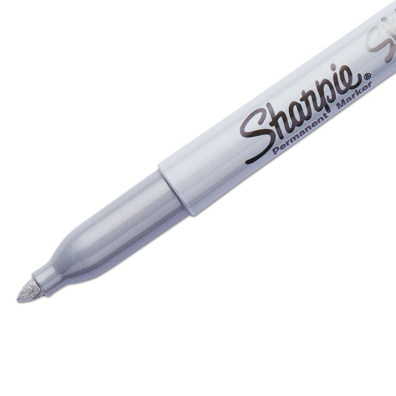 Sharpie Metallic Fine Point Permanent Markers, Fine Bullet Tip, Metallic Silver, 4/Pack
