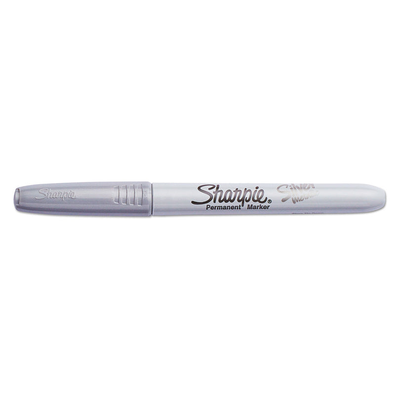 Sharpie Metallic Fine Point Permanent Markers, Fine Bullet Tip, Metallic Silver, 4/Pack