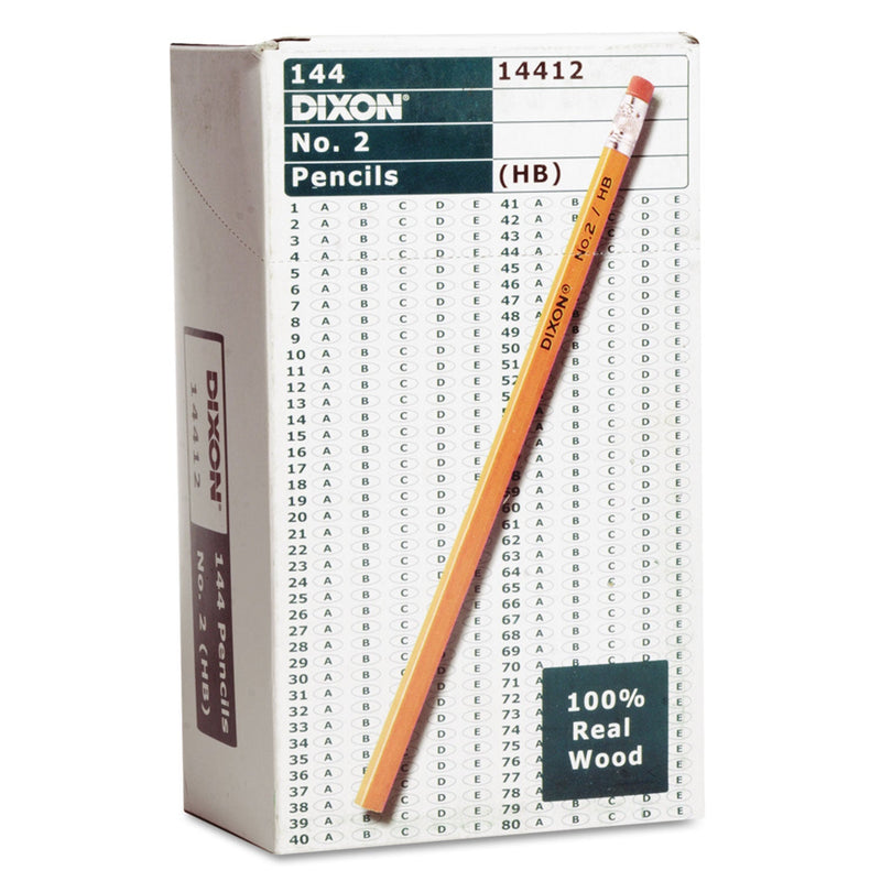 Dixon No. 2 Pencil, HB (#2), Black Lead, Yellow Barrel, 144/Box