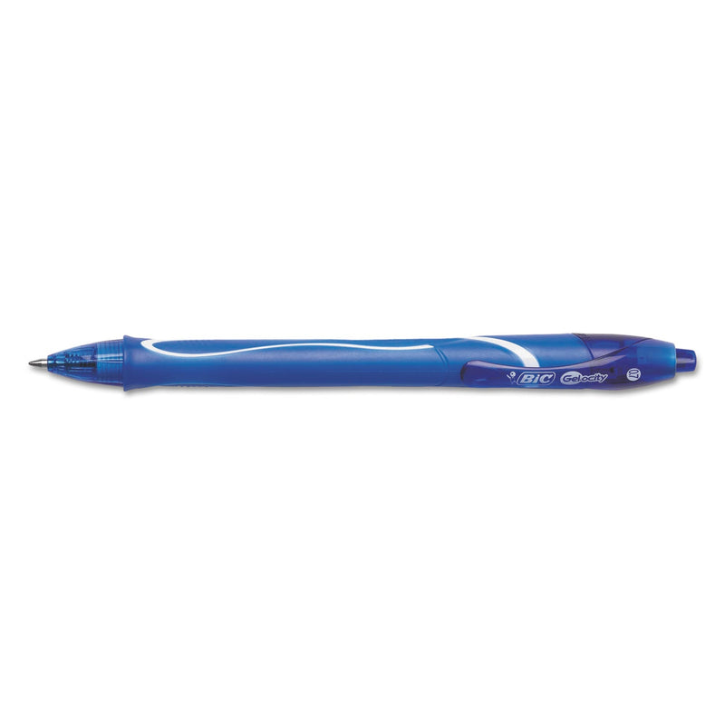 BIC Gel-ocity Quick Dry Gel Pen, Retractable, Medium 0.7 mm, Blue Ink, Blue Barrel, Dozen