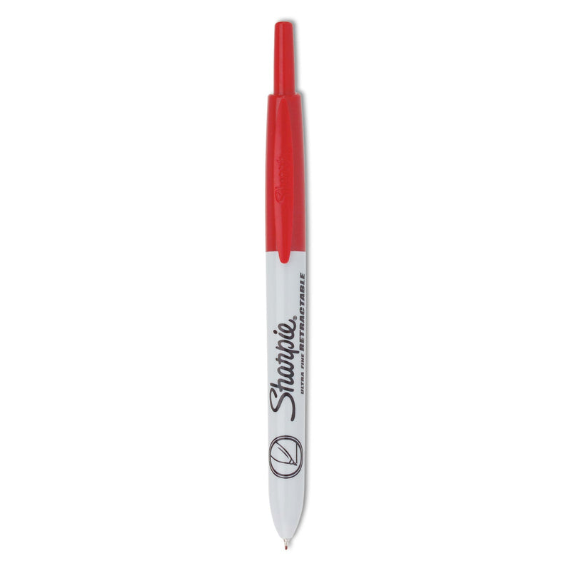 Sharpie Retractable Permanent Marker, Extra-Fine Needle Tip, Red