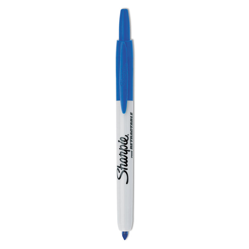 Sharpie Retractable Permanent Marker, Fine Bullet Tip, Blue