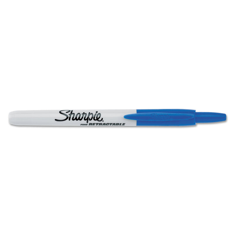 Sharpie Retractable Permanent Marker, Fine Bullet Tip, Blue