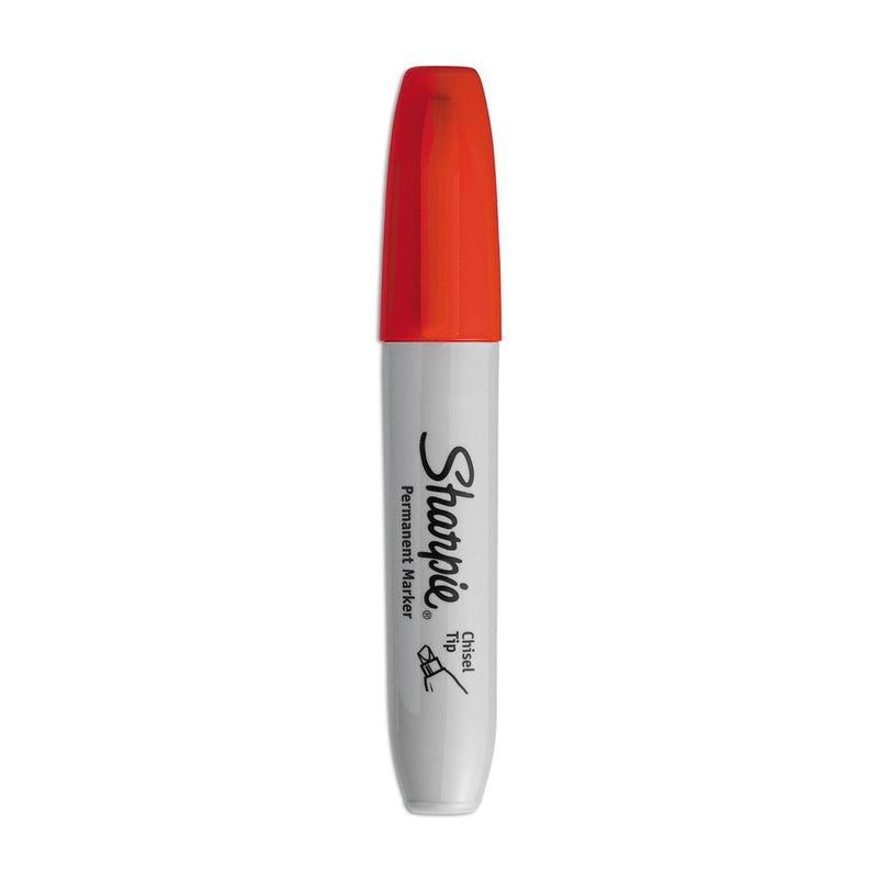 Sharpie Chisel Tip Permanent Marker, Medium Chisel Tip, Red, Dozen