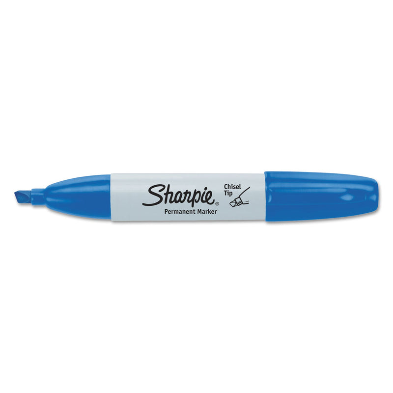 Sharpie Chisel Tip Permanent Marker, Medium Chisel Tip, Blue, Dozen