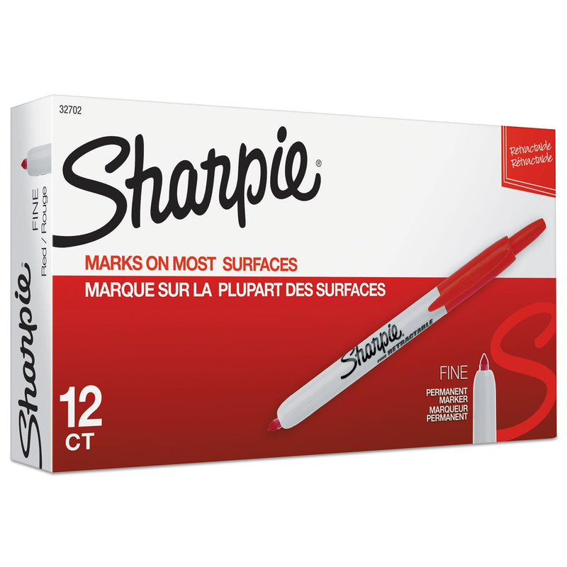 Sharpie Retractable Permanent Marker, Fine Bullet Tip, Red
