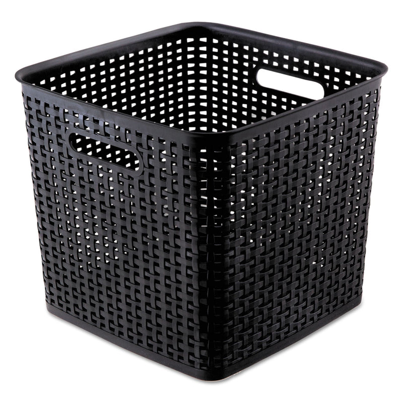 Advantus Plastic Weave Bin, Extra Large, 12.5" x 12.5" x 11.13", Black, 2/Pack