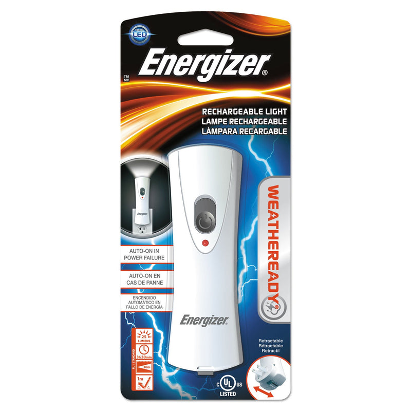 Energizer Weather Ready LED Flashlight, 1 NiMH Rechargeable Battery (Included), Silver/Gray