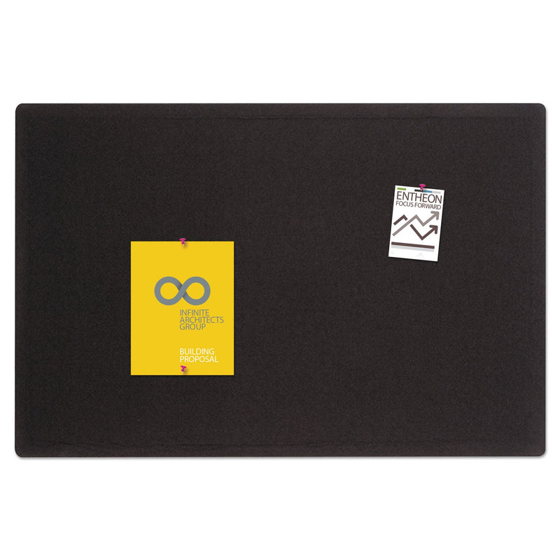 Quartet Oval Office Fabric Bulletin Board, 48 x 36, Black