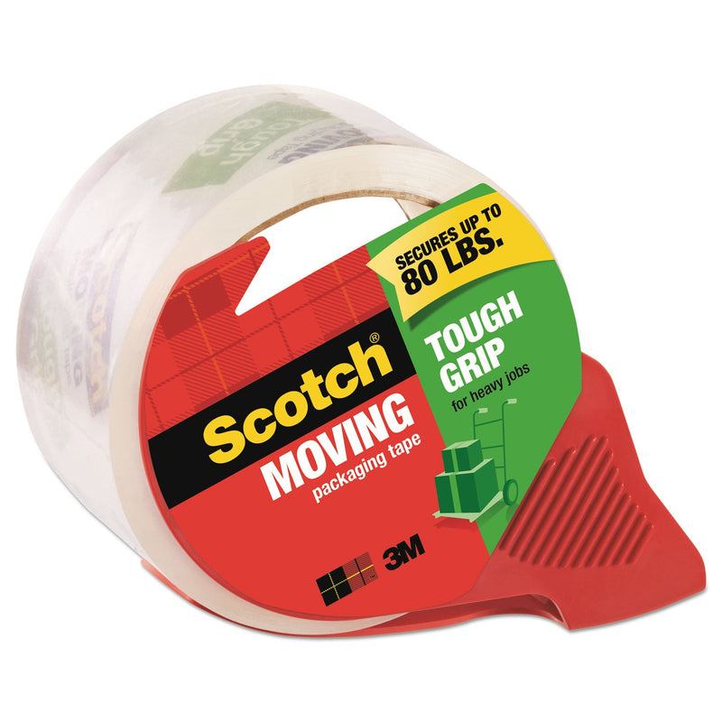 Scotch Tough Grip Moving Packaging Tape with Dispenser, 3" Core, 1.88" x 54.6 yds, Clear