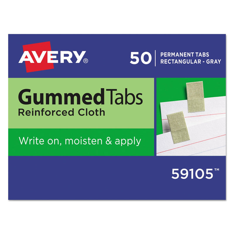 Avery Gummed Reinforced Index Tabs, 1/12-Cut, Gray, 0.44" Wide, 50/Pack