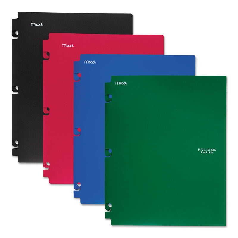 Five Star Snap-In Plastic Folder, 20-Sheet Capacity, 11 x 8.5, Assorted, Snap Closure, 4/Set